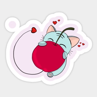 cat-love-cherry Sticker